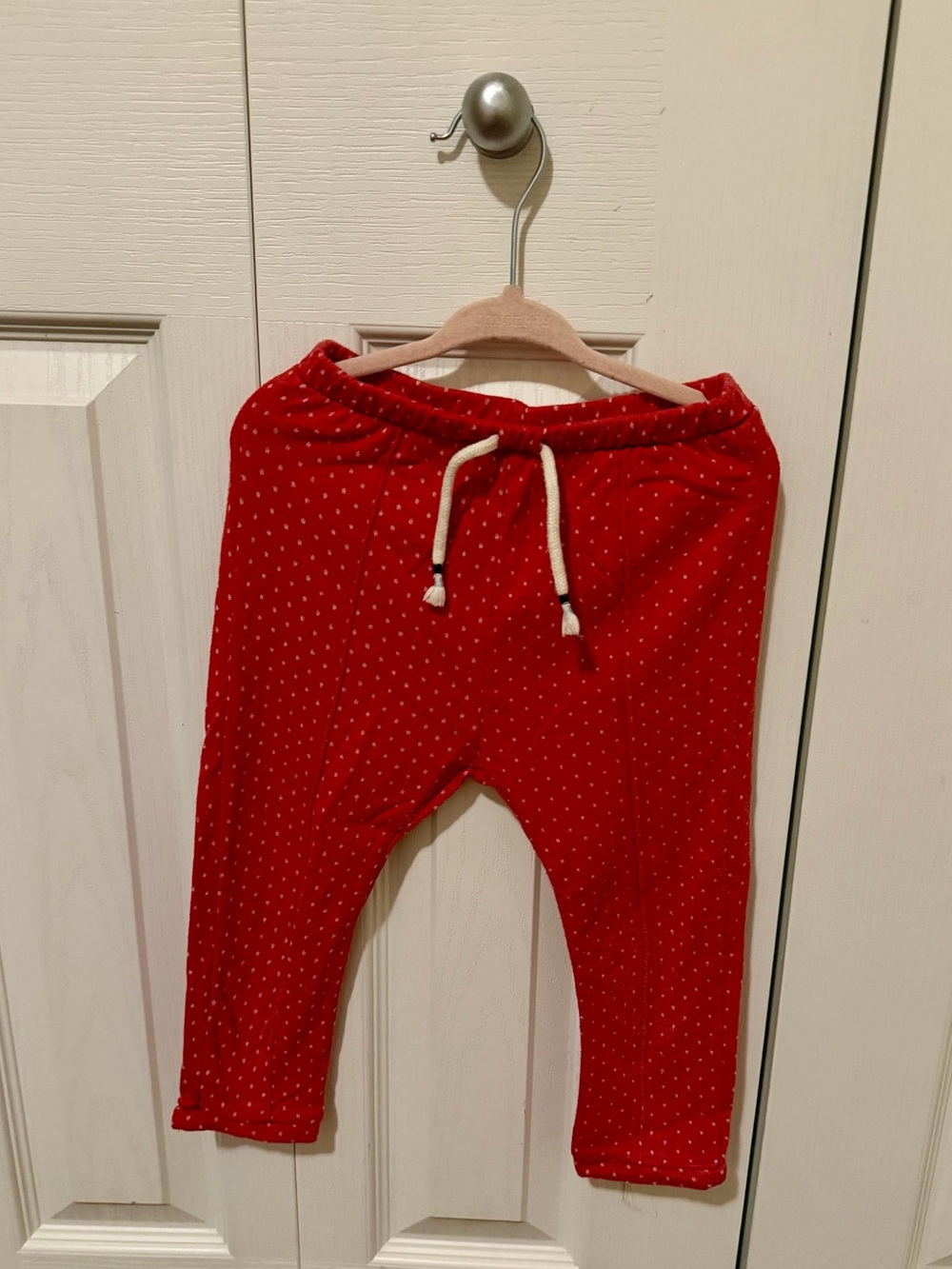 Zara Red Polka Dot Drawstring Joggers for Kids